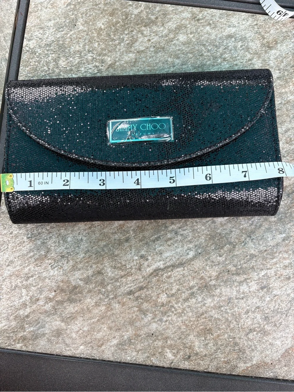 Jimmy Choo Black Sparkle Flap Clutch